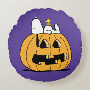 Peanuts   Snoopy and Woodstock Jack-O-Lantern Round Cushion