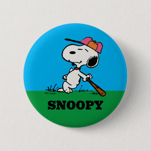 Peanuts   Snoopy at Bat 6 Cm Round Badge