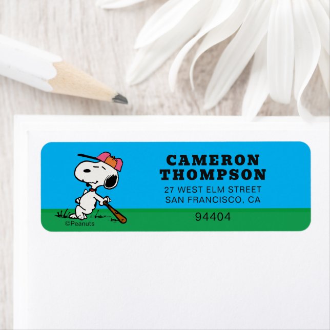 Peanuts | Snoopy at Bat Return Address Label (Insitu)