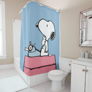 Peanuts   Snoopy at the Typewriter Shower Curtain