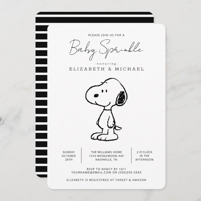 Peanuts Snoopy - Baby Sprinkle Invitation (Front/Back)