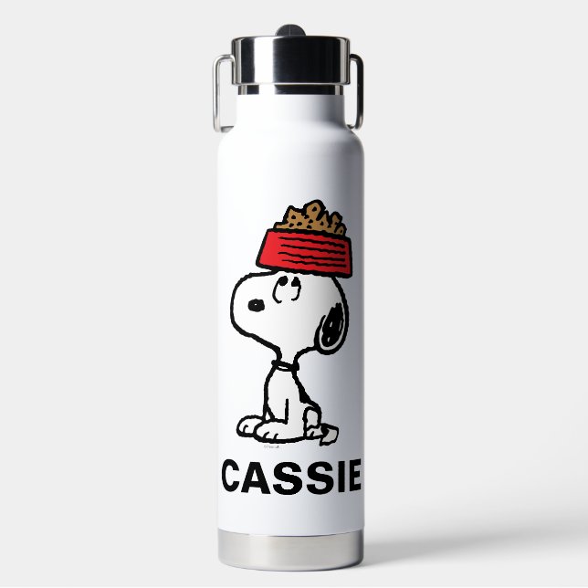 Peanuts | Snoopy Balancing | Add Your Name Water Bottle (Front)