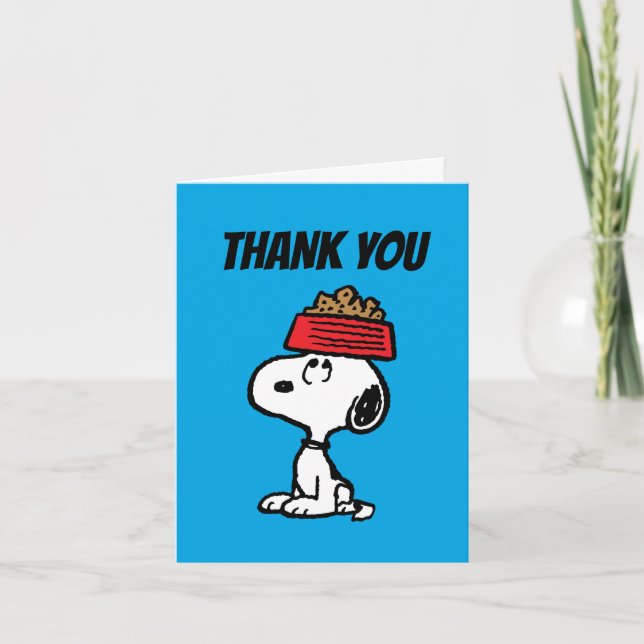 Peanuts | Snoopy Balancing His Dog Dish Thank You Card (Front)