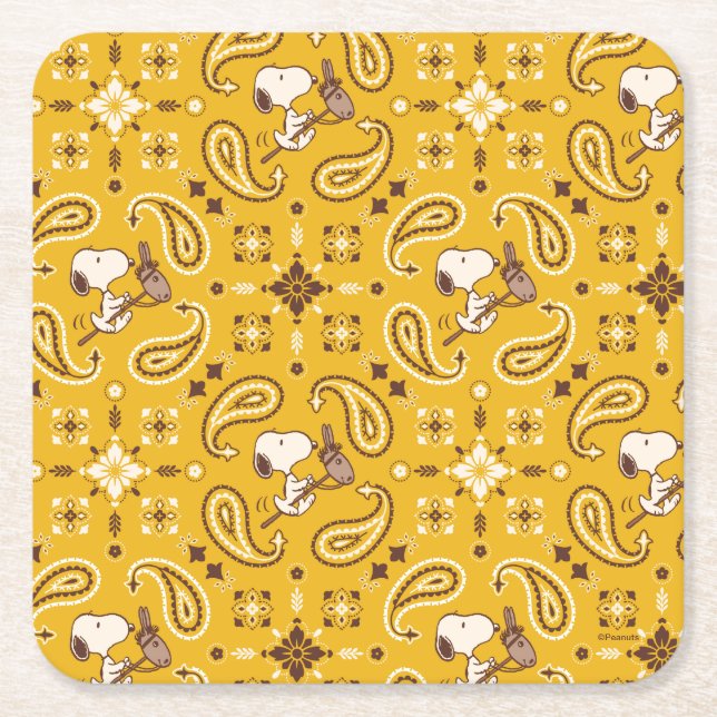 Peanuts | Snoopy Bandanna Cowboy Square Paper Coaster (Front)