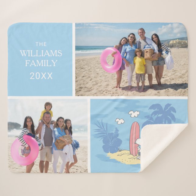 Peanuts | Snoopy Beach | Add Your Name & Photos Sherpa Blanket (Front (Horizontal))