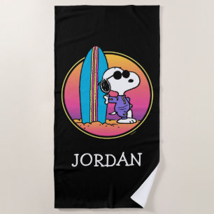 Peanuts   Snoopy Beach Beagle   Add Your Name Towel