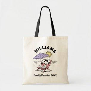 Peanuts Snoopy Beach Family Vacation Tote Bag