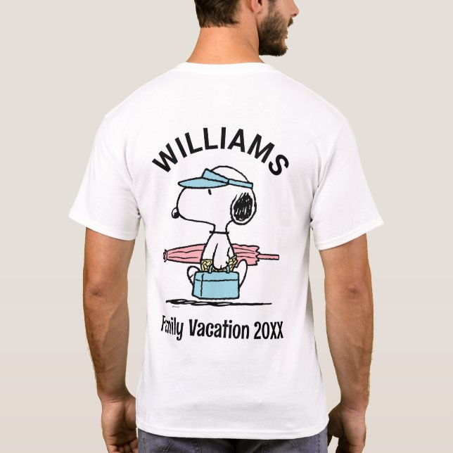 Peanuts | Snoopy Beach Walk Family Vacation T-Shirt (Back)
