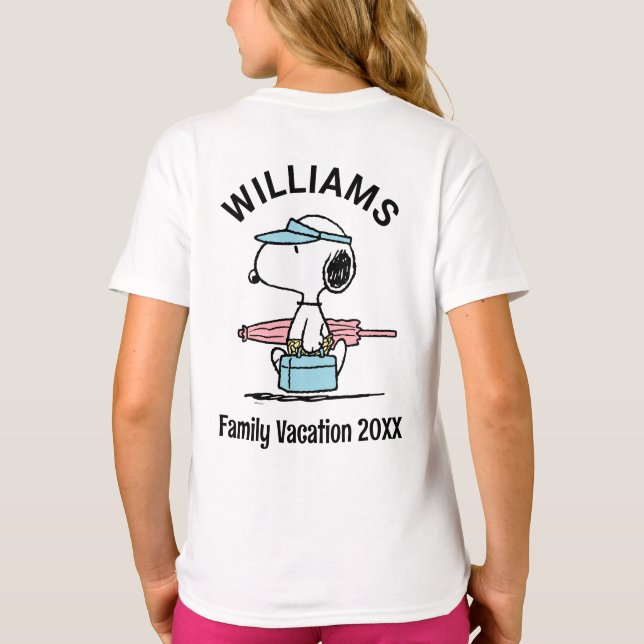 Peanuts | Snoopy Beach Walk Family Vacation T-Shirt (Back)