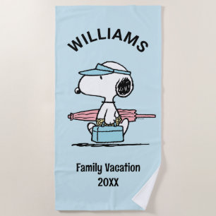 Peanuts Snoopy Beach Walk Family Vacation Towel