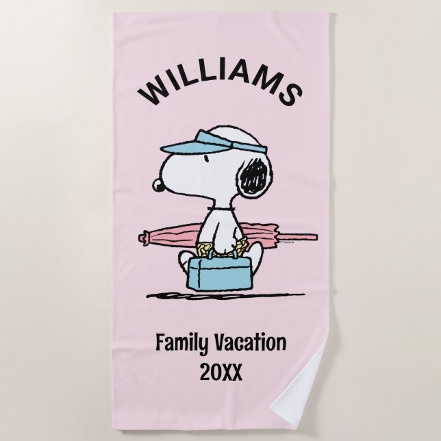 Peanuts | Snoopy Beach Walk Family Vacation Towel (Front)