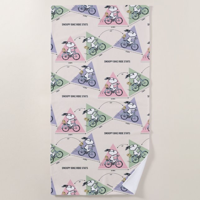 Peanuts | Snoopy Bike Ride Stats Beach Towel (Front)