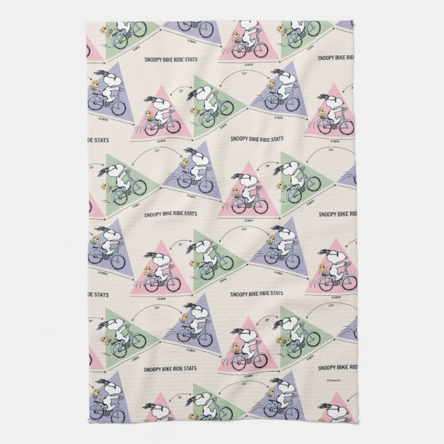 Peanuts | Snoopy Bike Ride Stats Tea Towel (Vertical)