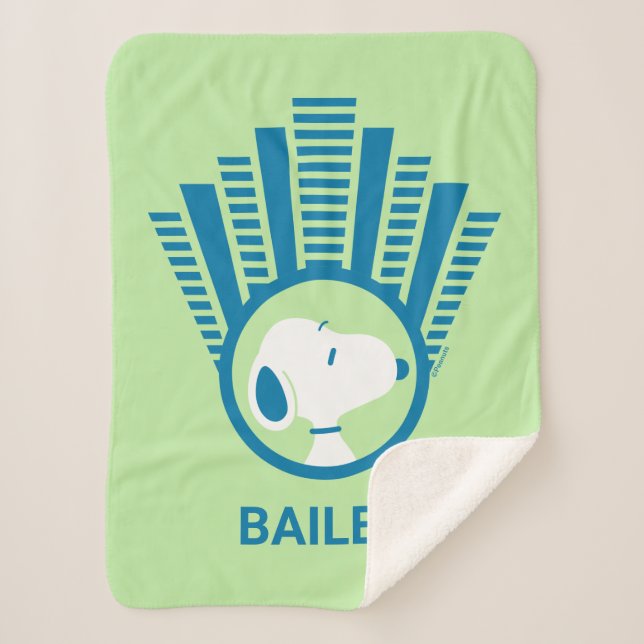 Peanuts | Snoopy Blue Deco Dreams Sherpa Blanket (Front)