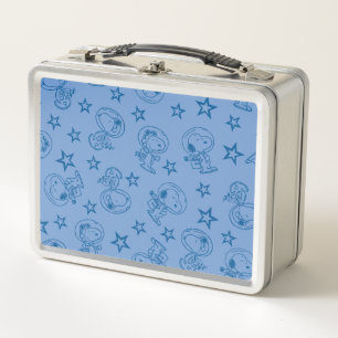 Peanuts   Snoopy Blue Space Astronaut Pattern Metal Lunch Box