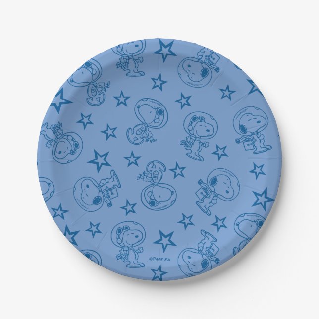 Peanuts | Snoopy Blue Space Astronaut Pattern Paper Plate (Front)