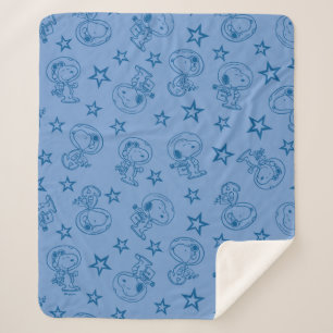 Peanuts   Snoopy Blue Space Astronaut Pattern Sherpa Blanket