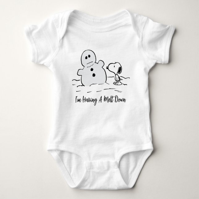 Peanuts | Snoopy Builds A Snowman Baby Bodysuit (Front)