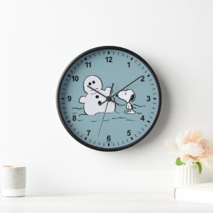 Peanuts   Snoopy Builds A Snowman Clock