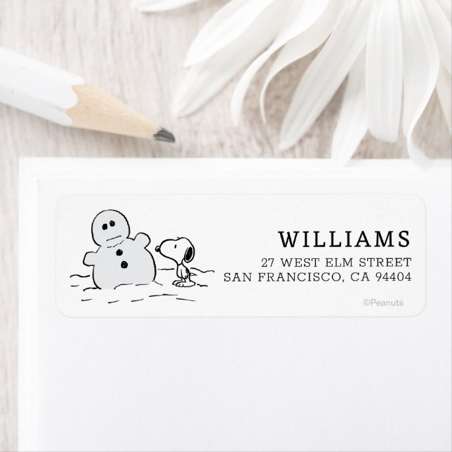 Peanuts | Snoopy Builds A Snowman Return Address Label (Insitu)