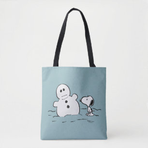 Peanuts Snoopy Builds A Snowman Tote Bag