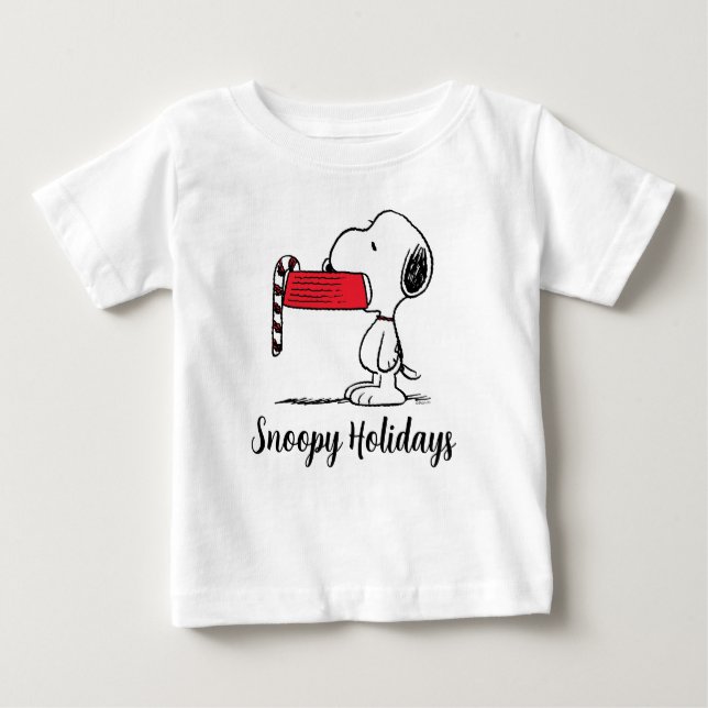 Peanuts | Snoopy Candy Cane Food Dish Baby T-Shirt (Front)