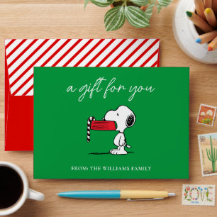 Peanuts Snoopy Candy Cane Food Dish Holiday Gift Envelope