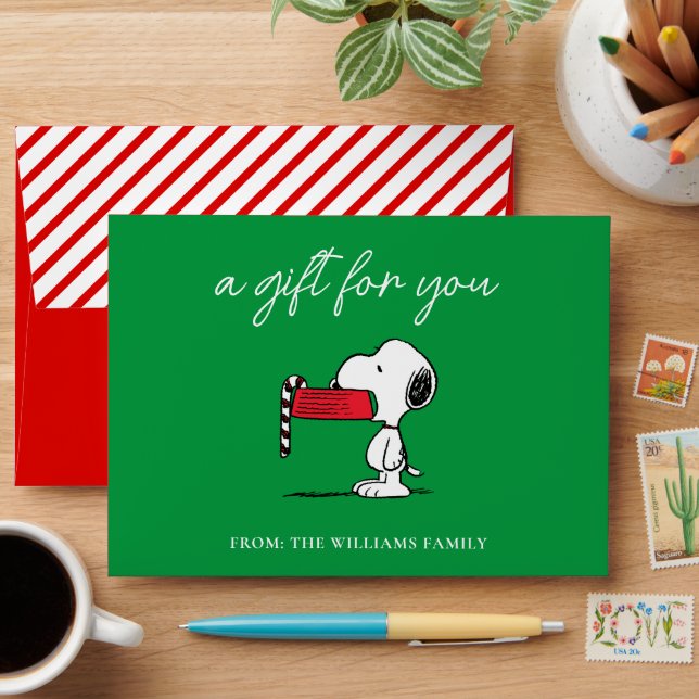 Peanuts | Snoopy Candy Cane Food Dish Holiday Gift Envelope (Desk)