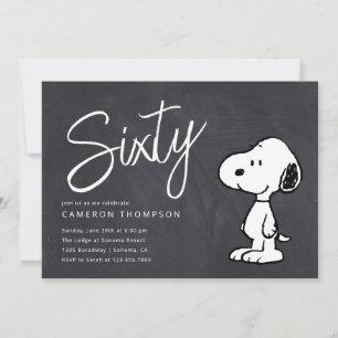 Peanuts Snoopy - Chalkboard 60th Birthday Invitation