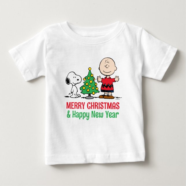 Peanuts | Snoopy & Charlie Brown Christmas Tree Baby T-Shirt (Front)