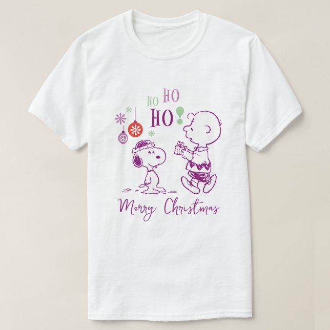 Peanuts | Snoopy & Charlie Brown Ho Ho Ho T-Shirt (Design Front)