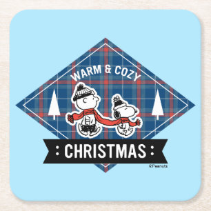 Peanuts   Snoopy & Charlie Brown Warm & Cosy Square Paper Coaster