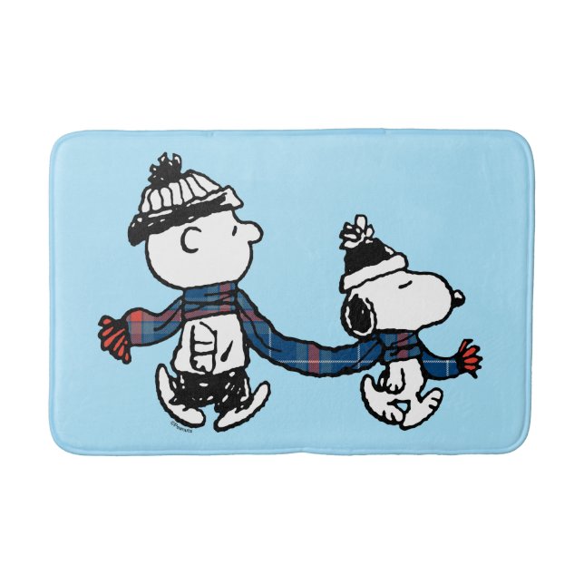 Peanuts | Snoopy & Charlie Brown Winter Scarf Bath Mat (Front)