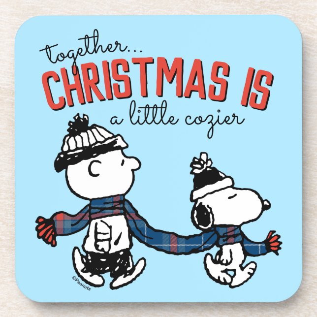 Peanuts | Snoopy & Charlie Brown Winter Scarf Coaster (Front)