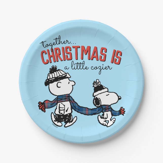 Peanuts | Snoopy & Charlie Brown Winter Scarf Paper Plate (Front)
