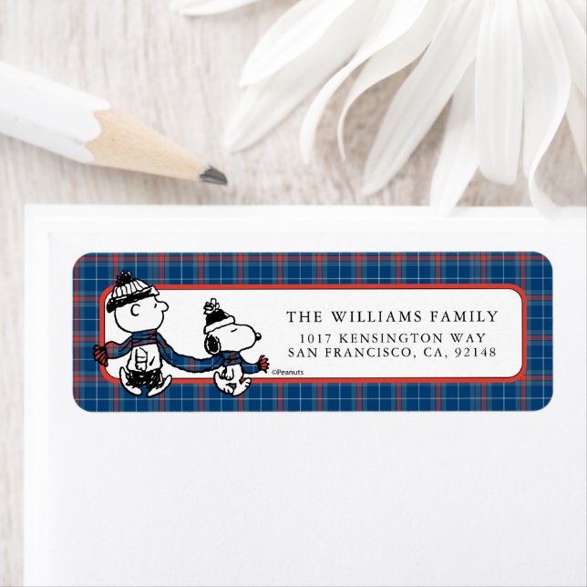 Peanuts | Snoopy & Charlie Brown Winter Scarf Return Address Label (Insitu)