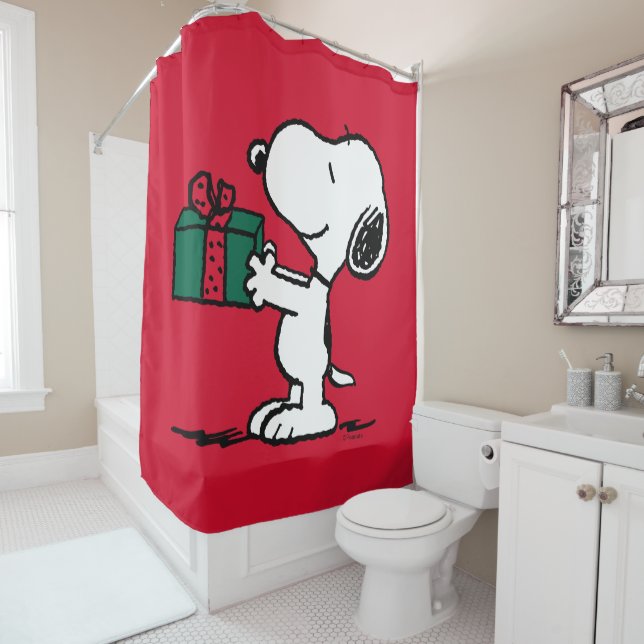 Peanuts | Snoopy Christmas Gift Giver Shower Curtain (In Situ)