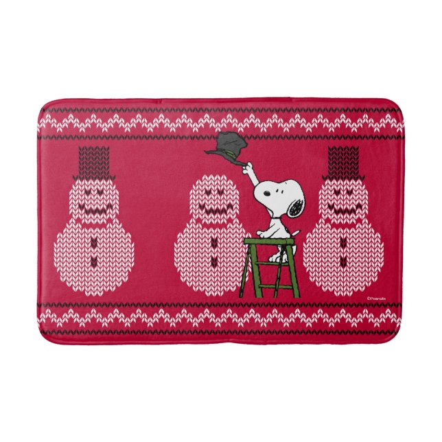 Peanuts | Snoopy Christmas Sweater Snowman Bath Mat (Front)