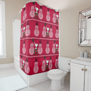 Peanuts   Snoopy Christmas Sweater Snowman Shower Curtain