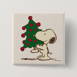 Peanuts   Snoopy Christmas Tree 15 Cm Square Badge