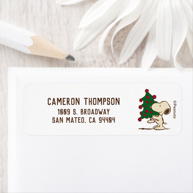 Peanuts | Snoopy Christmas Tree Return Address Label (Insitu)