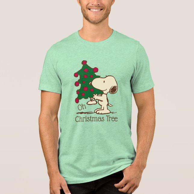 Peanuts | Snoopy Christmas Tree Tri-Blend Shirt (Front)