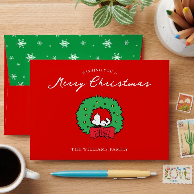 Peanuts | Snoopy Christmas Wreath Gift Envelope (Desk)