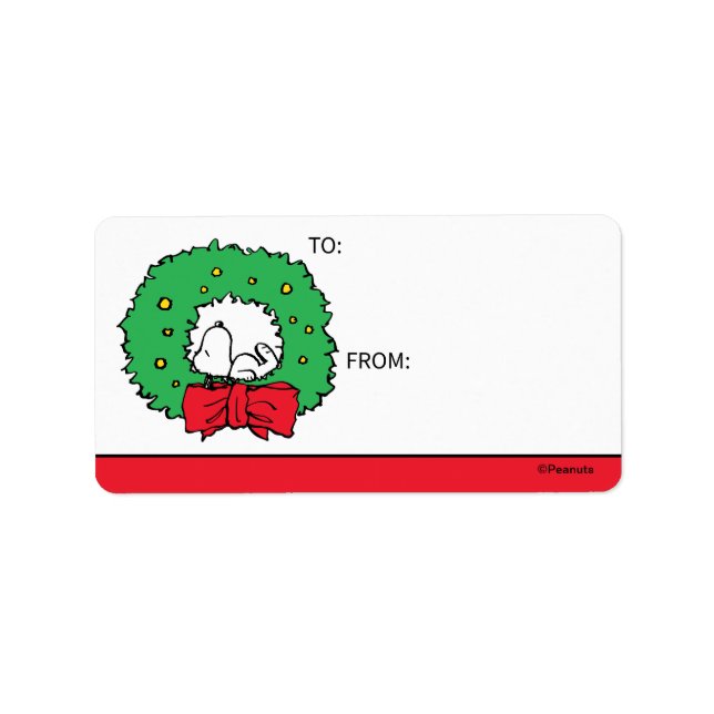 Peanuts | Snoopy Christmas Wreath Gift Tag (Front)