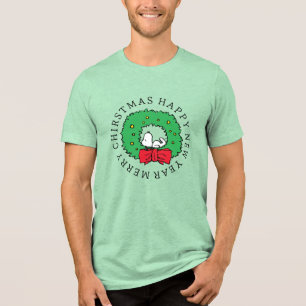 Peanuts   Snoopy Christmas Wreath Tri-Blend Shirt