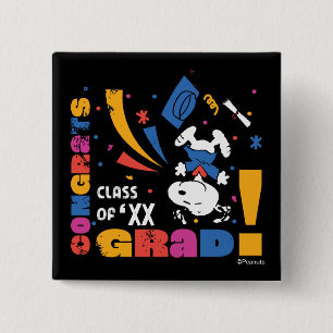 Peanuts Snoopy Congrats Grad Graduation Confetti 15 Cm Square Badge