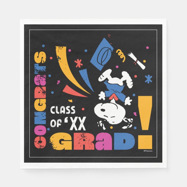 Peanuts Snoopy Congrats Grad Graduation Confetti Napkin (Front)