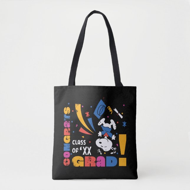 Peanuts Snoopy Congrats Grad Graduation Confetti Tote Bag (Front)