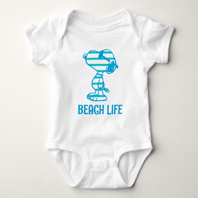 Peanuts | Snoopy Cyan Stripes Sunglasses Baby Bodysuit (Front)