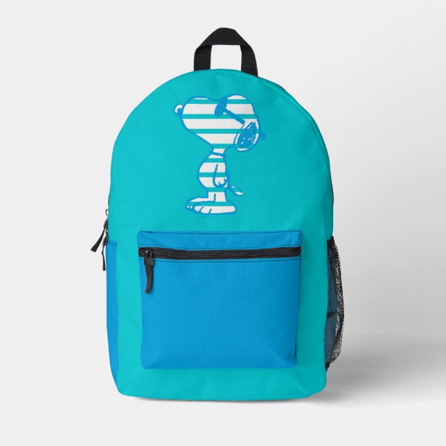 Peanuts | Snoopy Cyan Stripes Sunglasses Printed Backpack (Front)